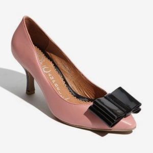 Jeffrey Campbell Pink Pumps with black bows